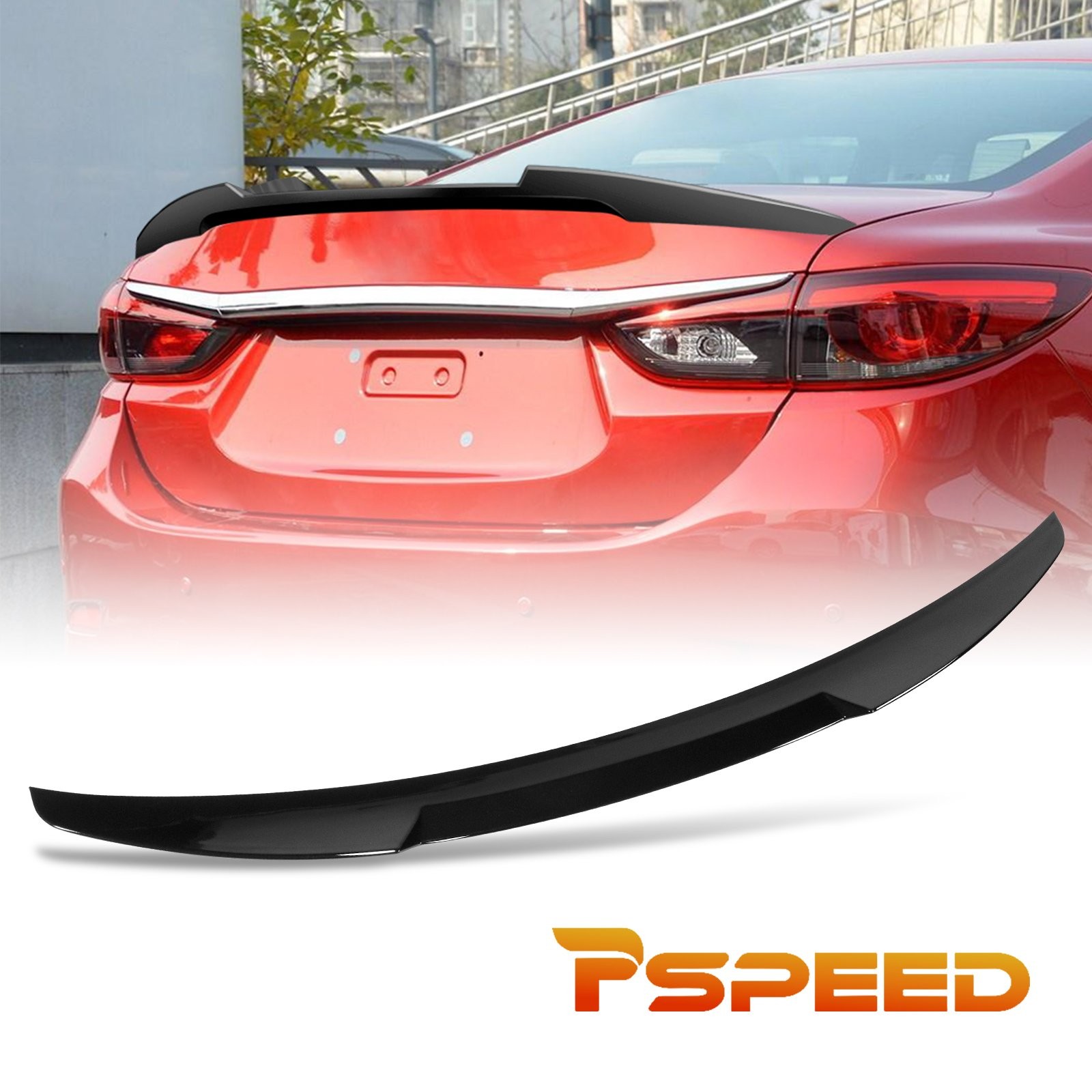Glossy Black Rear Lid Spoiler Wing For 2014 2015 2016 2017 Mazda 6 Mazda6 ABS