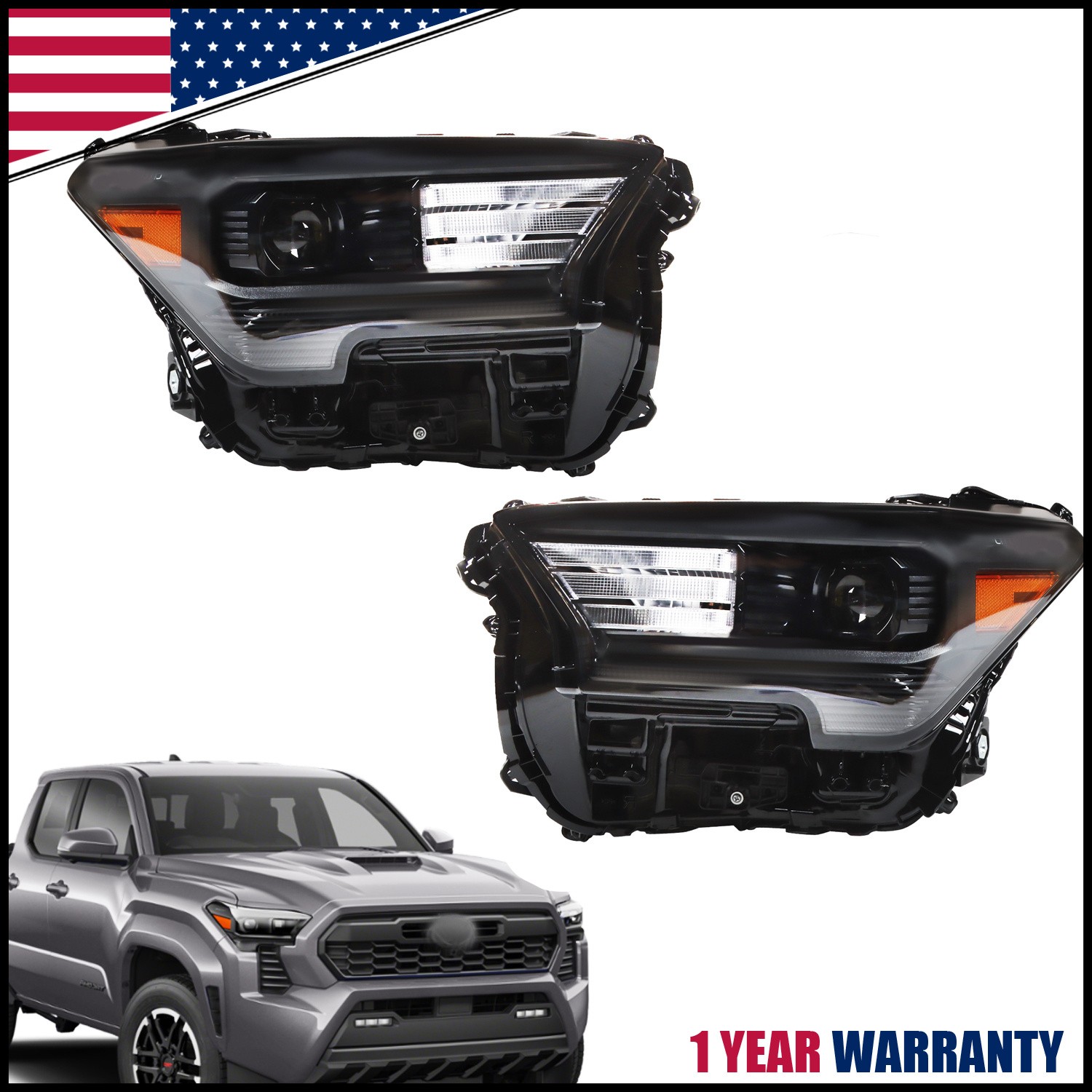 2pcs For 2024-2025 Toyota Tacoma Left & Right Side Led Lamp Headlight Assembly