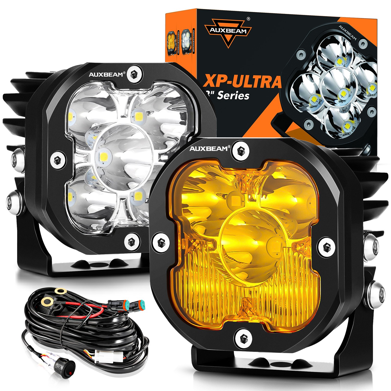 AUXBEAM 3inch LED Work Light Cube Bar Pods Driving Fog Lamp Offroad ATV UTV 3\