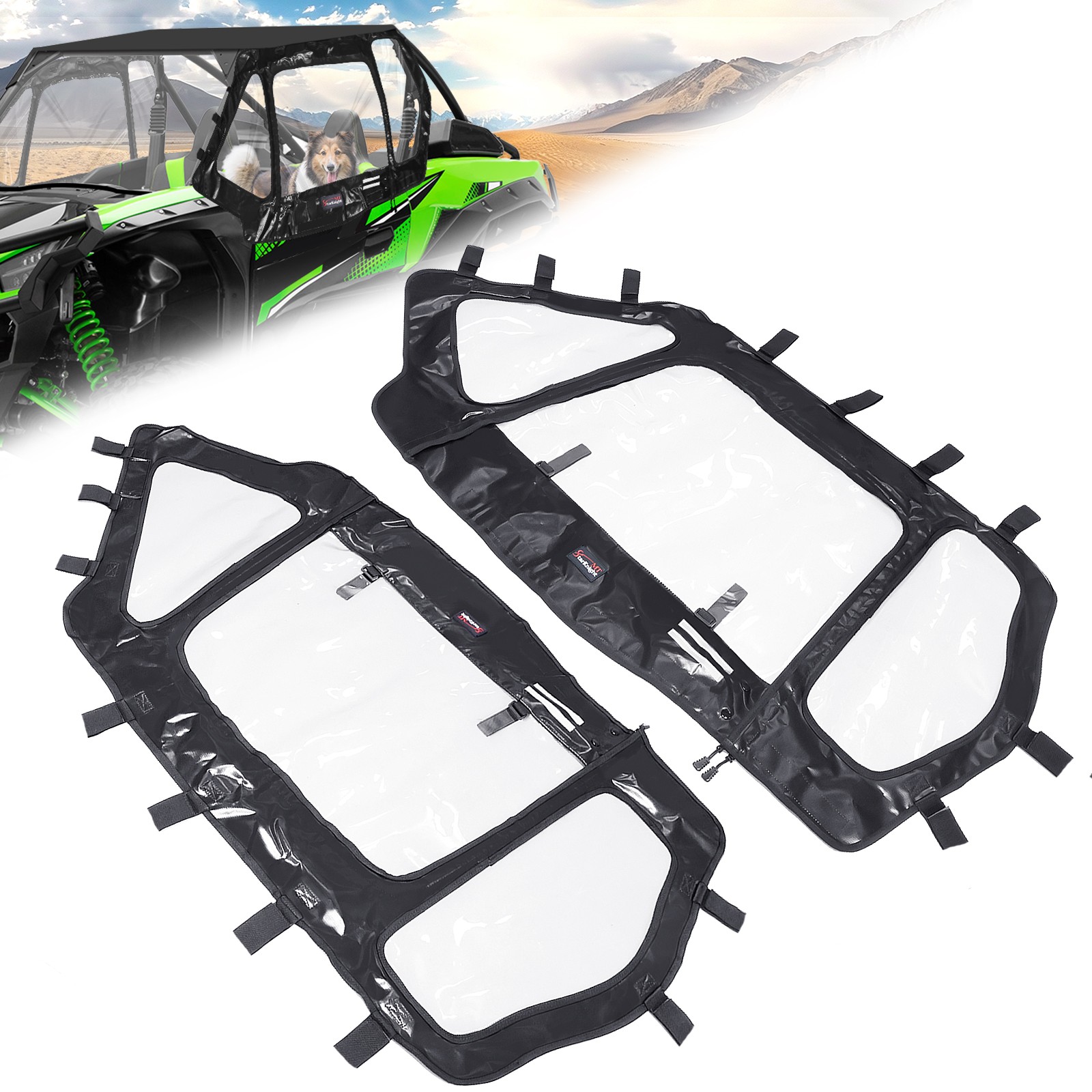 UTV Soft Upper Door Enclosure Window Set For Kawasaki Teryx KRX 1000 2020-2027 UTV Soft Upper Door Enclosure Window Set For Kawasaki Teryx KRX 1000 2020-2027