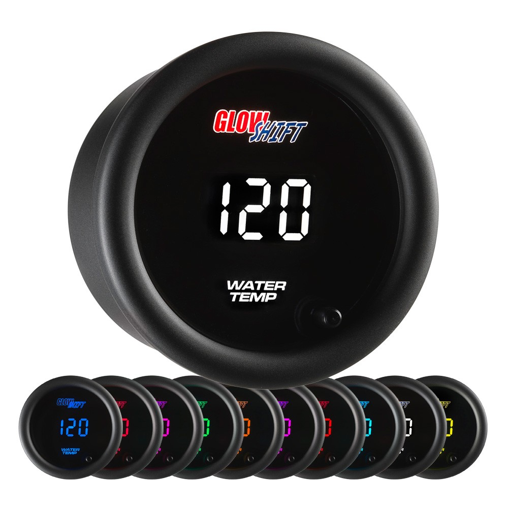 GlowShift Digital Water Coolant Temp Gauge Kit w/ Sensor Sending Unit, 10 Color