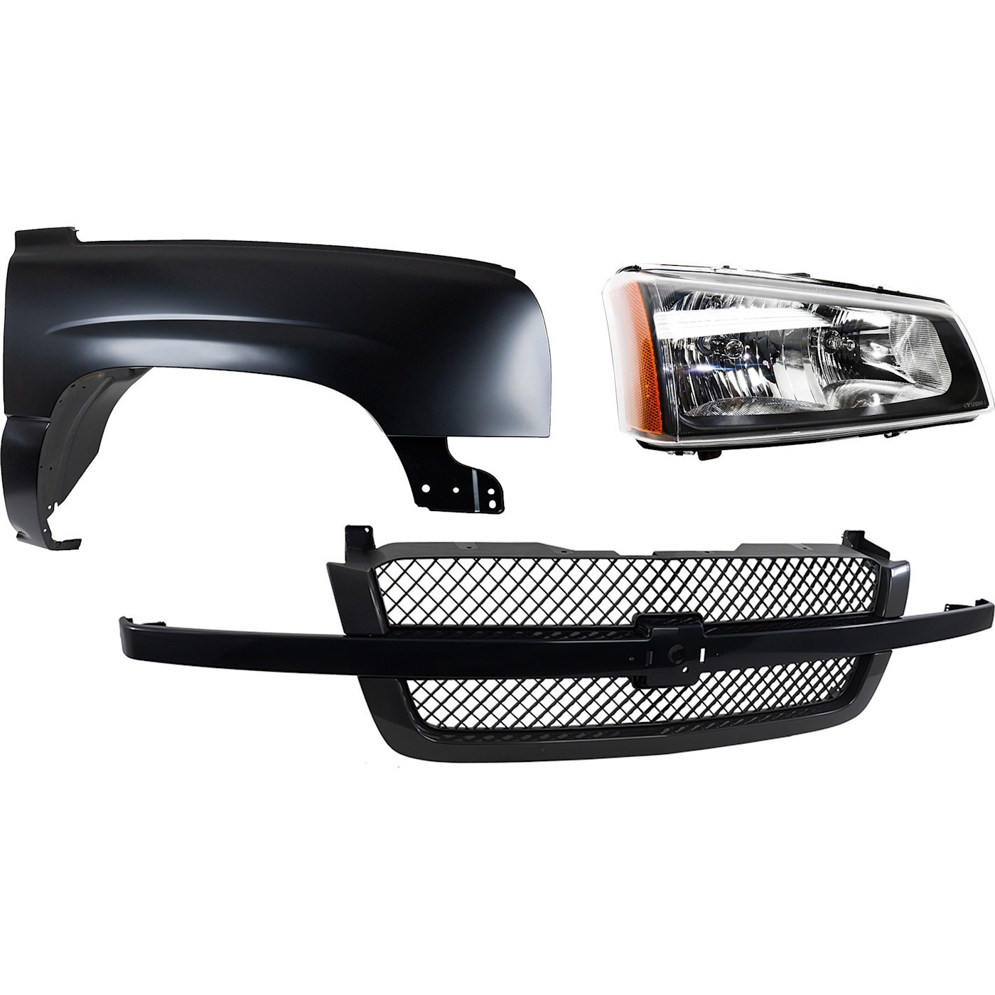 Fender Kit For 2003-06 Chevy Silverado 1500 Front RH Fluted Reflector Headlight
