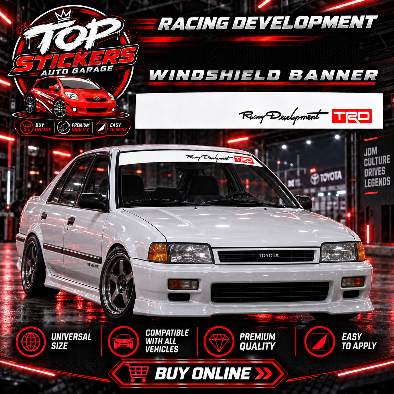 TRD TOYOTA RACING DEVELOPMENT WINDSHIELD GRAPHICS VINYL STICKER