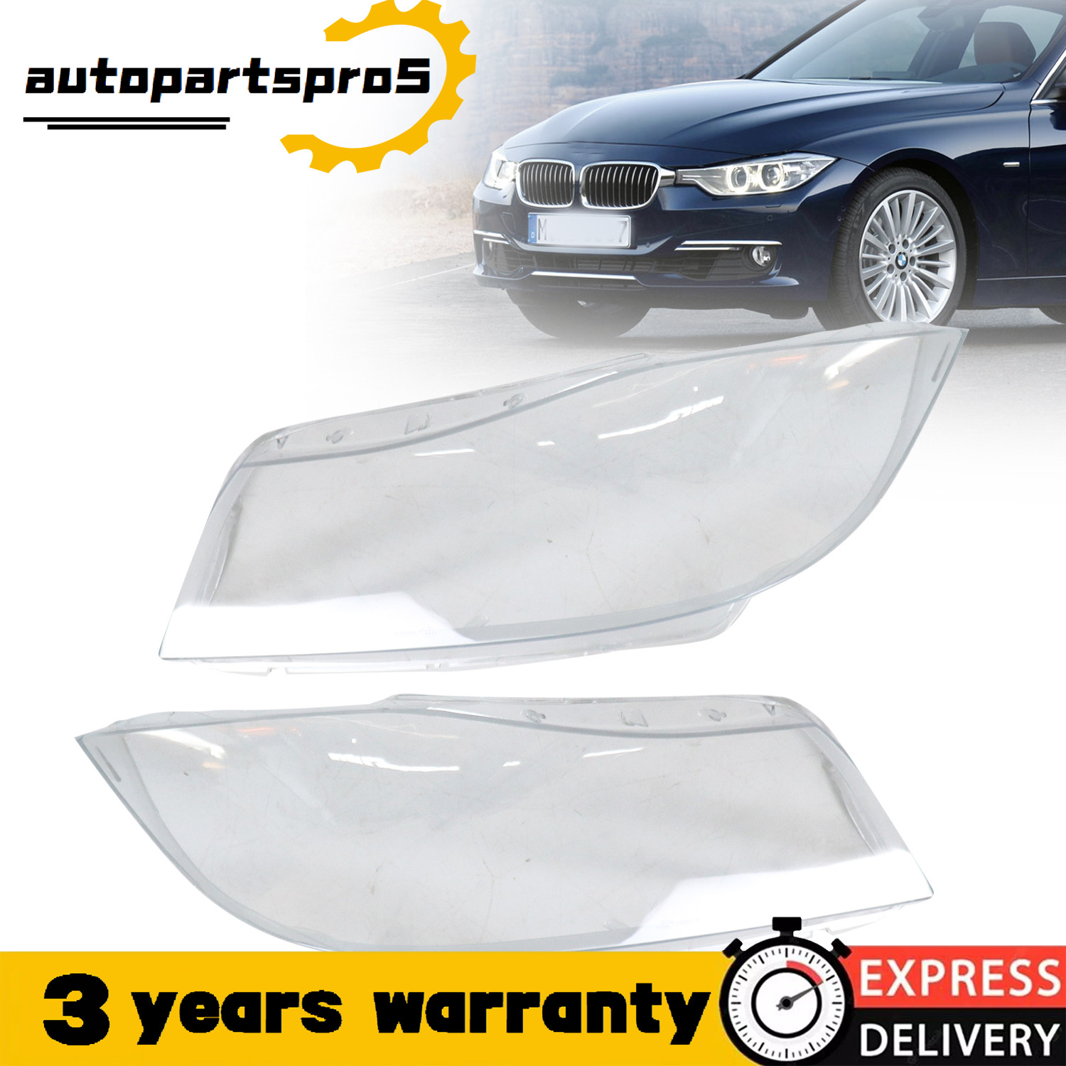 Clear Headlight Lens Cover Pair For BMW 3 Series E90 E91 2005-2012
