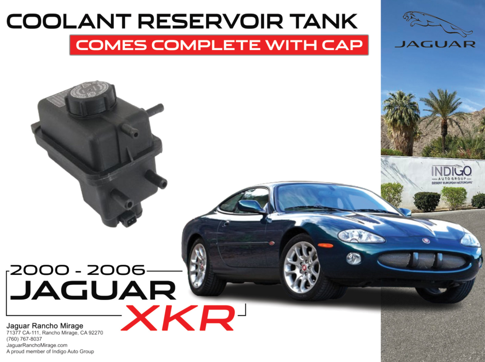 ORIGINAL JAGUAR Engine Coolant Reservoir Overflow Tank With Cap Sensor 00-06 xKR