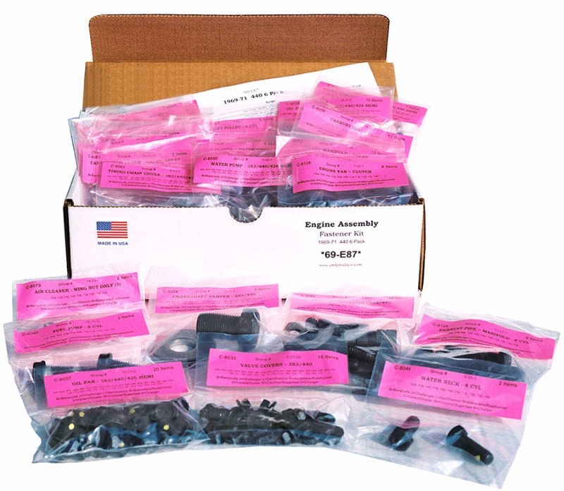 1964-65 Chrysler A B Body 273 318 Master Engine Bolt Kit OEM Correct 1964-65 Chrysler A B Body 273 318 Master Engine Bolt Kit OEM Correct