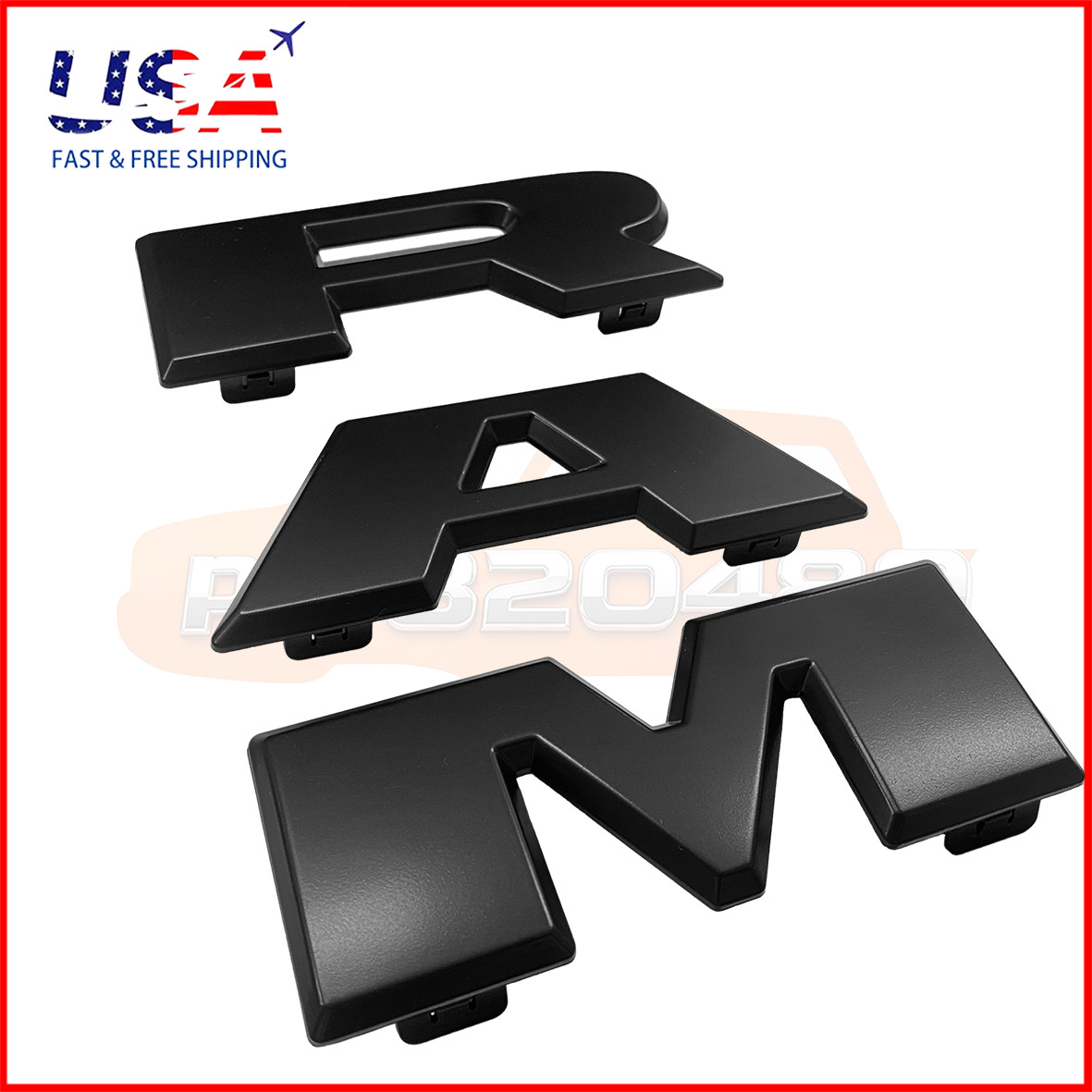 Front Grille Emblem Letters For 2019-2023 RAM 1500 Grill Badge Black 68311411AA Front Grille Emblem Letters For 2019-2023 RAM 1500 Grill Badge Black 68311411AA