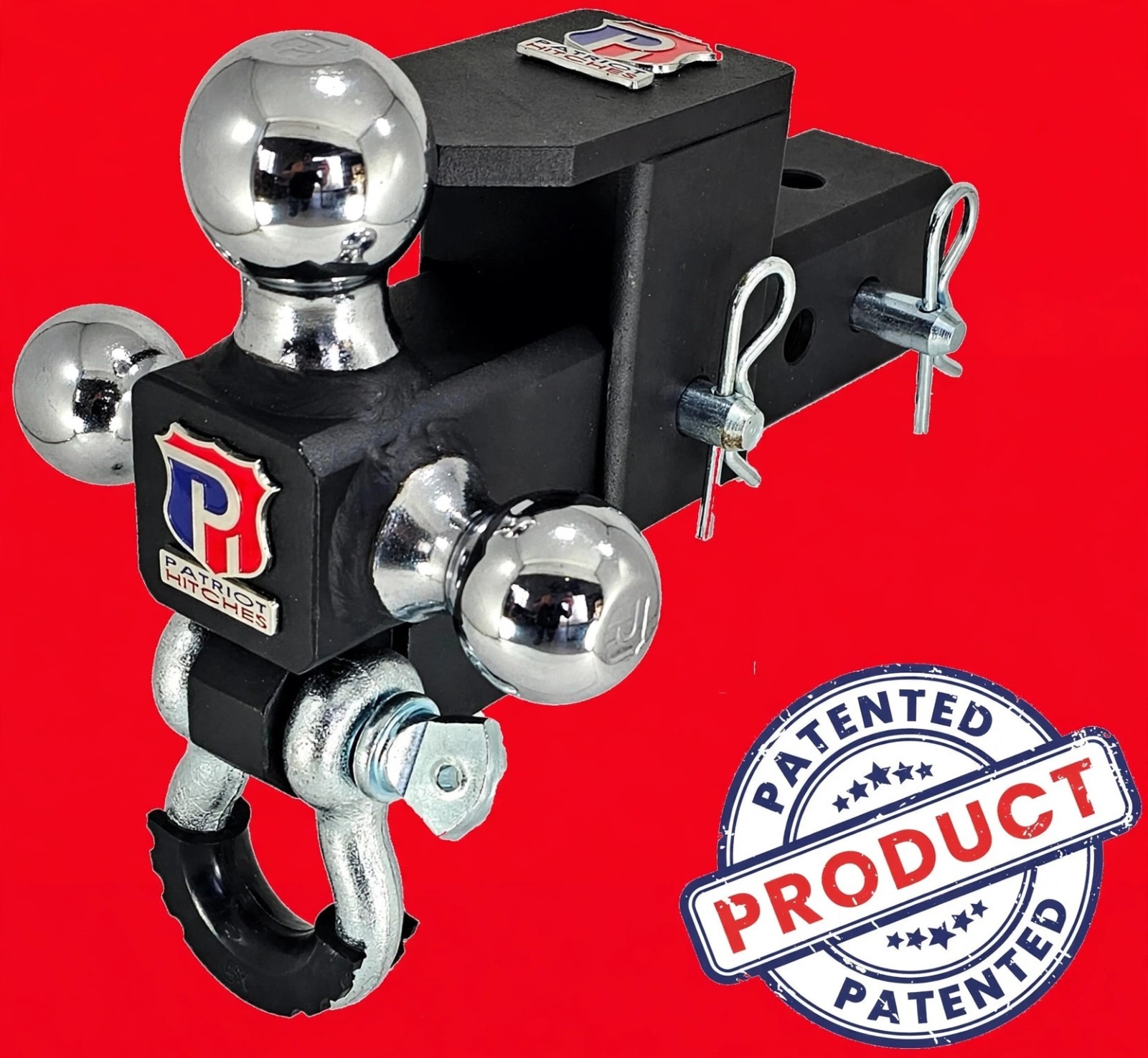 Patriot Hitches Adjustable Tri-Ball Pintle Trailer Hitch 2.5\ Patriot Hitches Adjustable Tri-Ball Pintle Trailer Hitch 2.5\