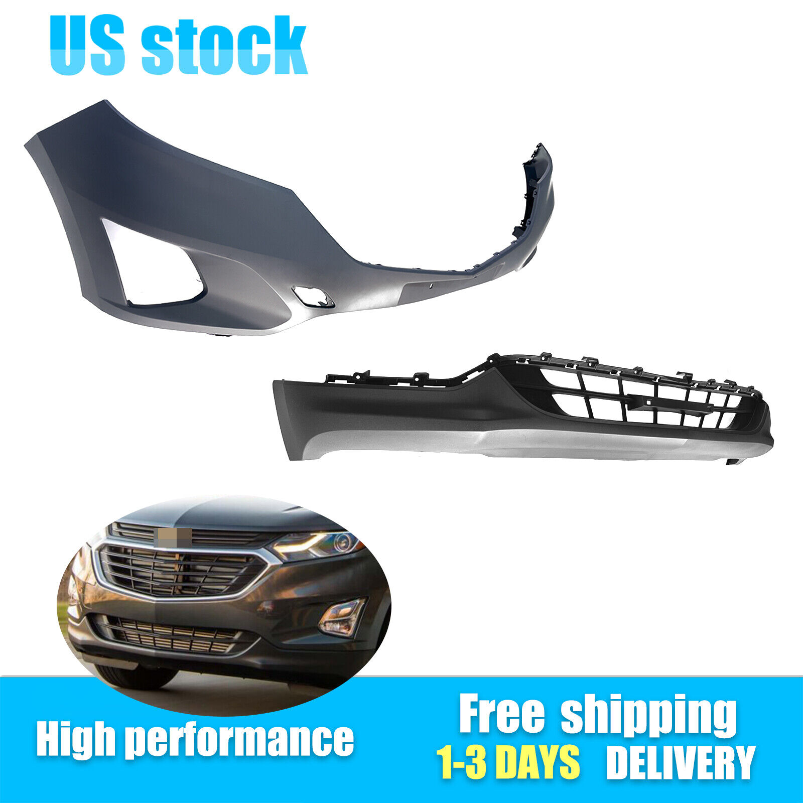  Fits Chevy Equinox Front Bumper Cover And Lower Valance Grille 2018 2019 2020