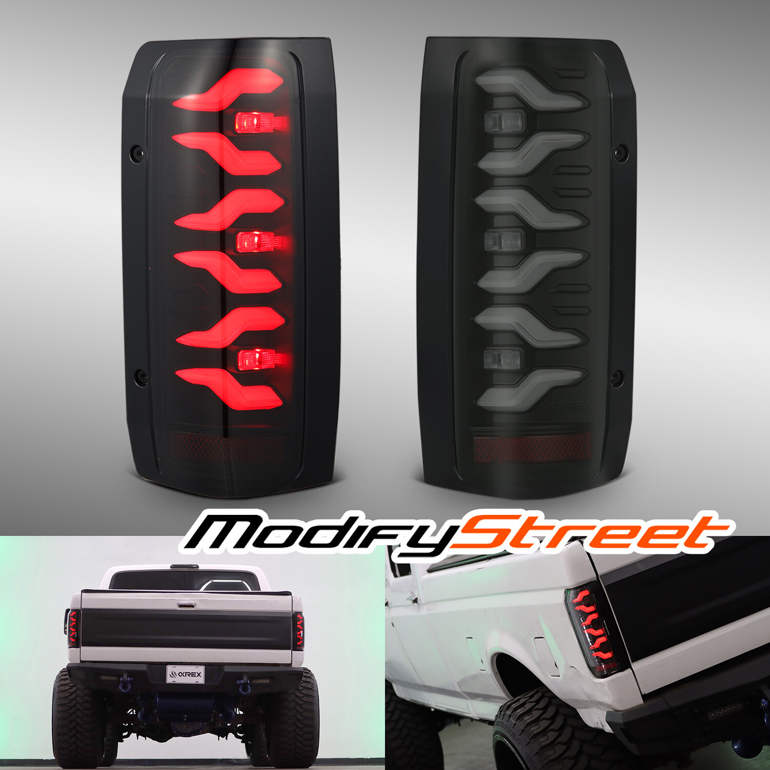 Fit 1987-1996 Ford F150 F250 F350/Bronco LUXX-Series LED Tail Lights Black