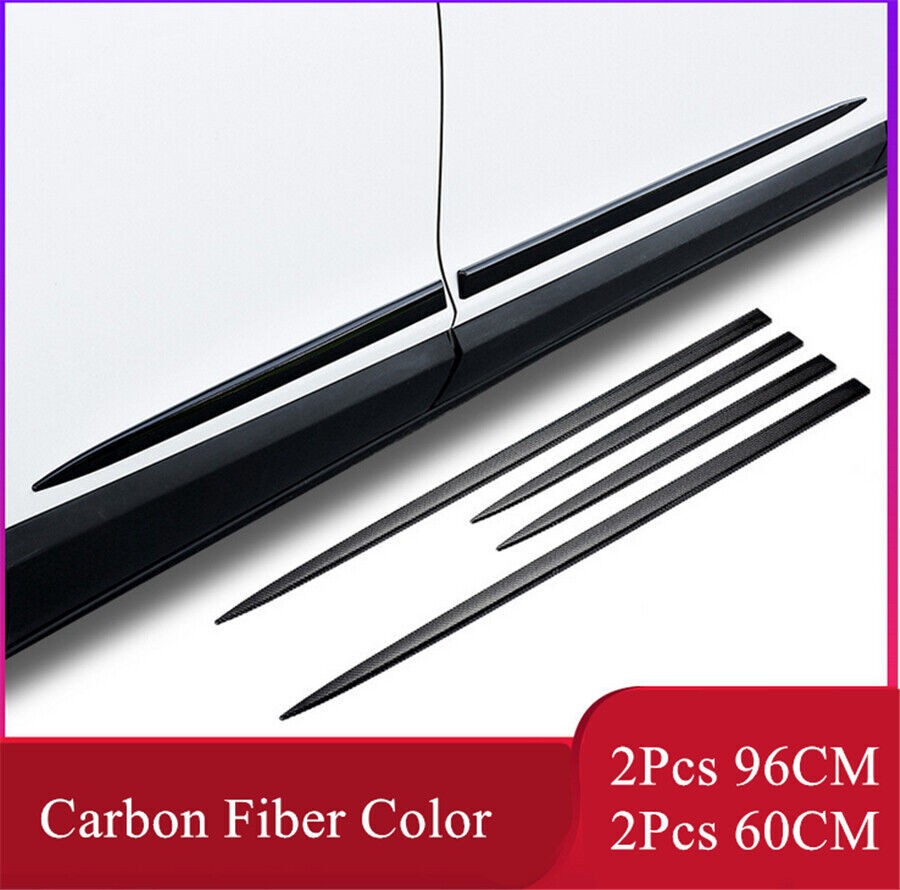 Carbon Fiber Color Car Door Side Skirt Line Sill Garnish Body Molding Trim Cover