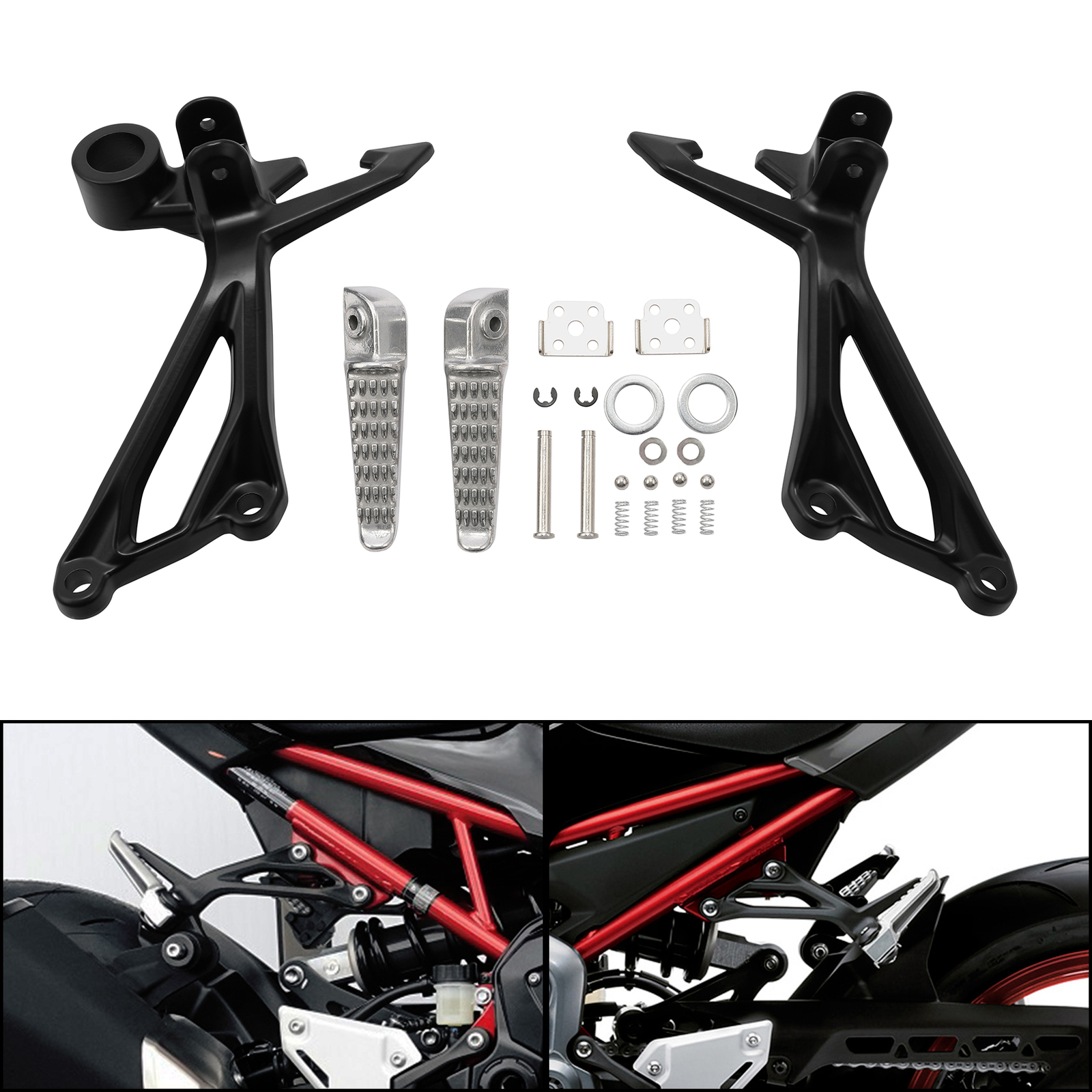 Rear Passenger Footrests Footpegs Fit For Kawasaki Z900 2017-2025 Z900 SE 22-up