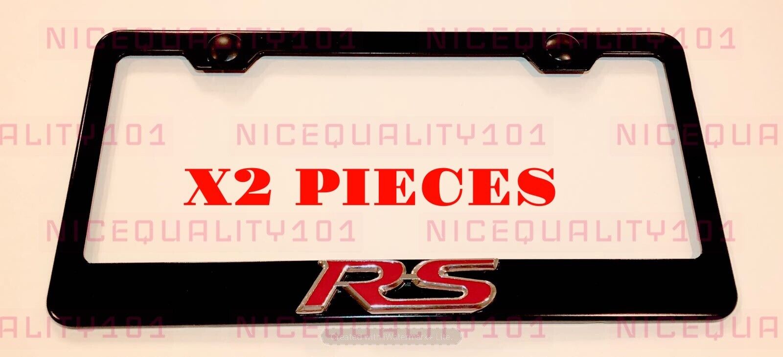2x 3D RS Stainless Steel Metal Black License Plate Frame Holder