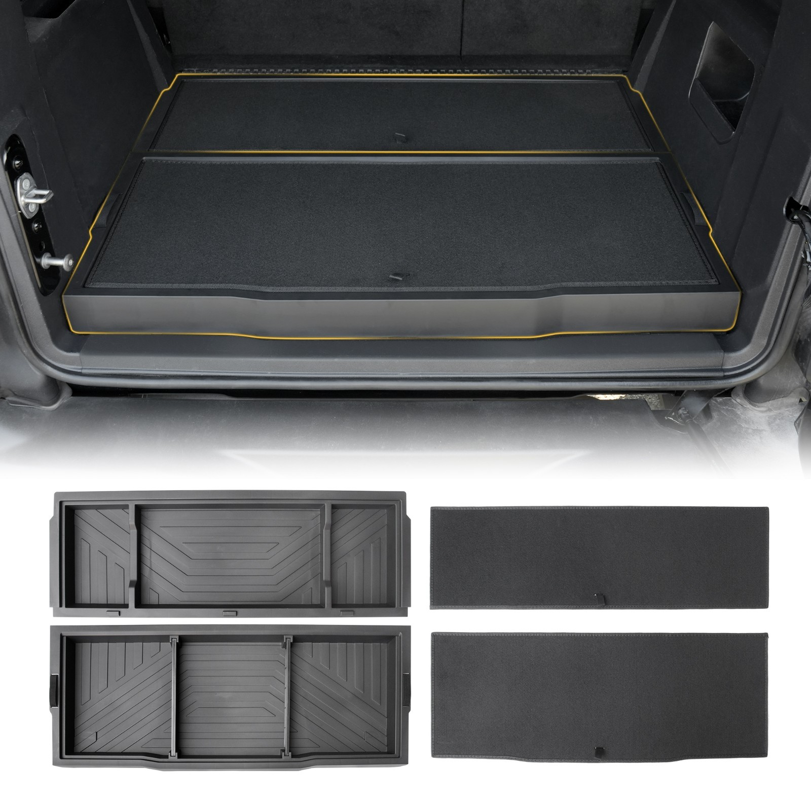Rear Hidden Storage Box for Ford Bronco 4 DOORS 2021-2026 Trunk Boxs ABS, Black Rear Hidden Storage Box for Ford Bronco 4 DOORS 2021-2026 Trunk Boxs ABS, Black
