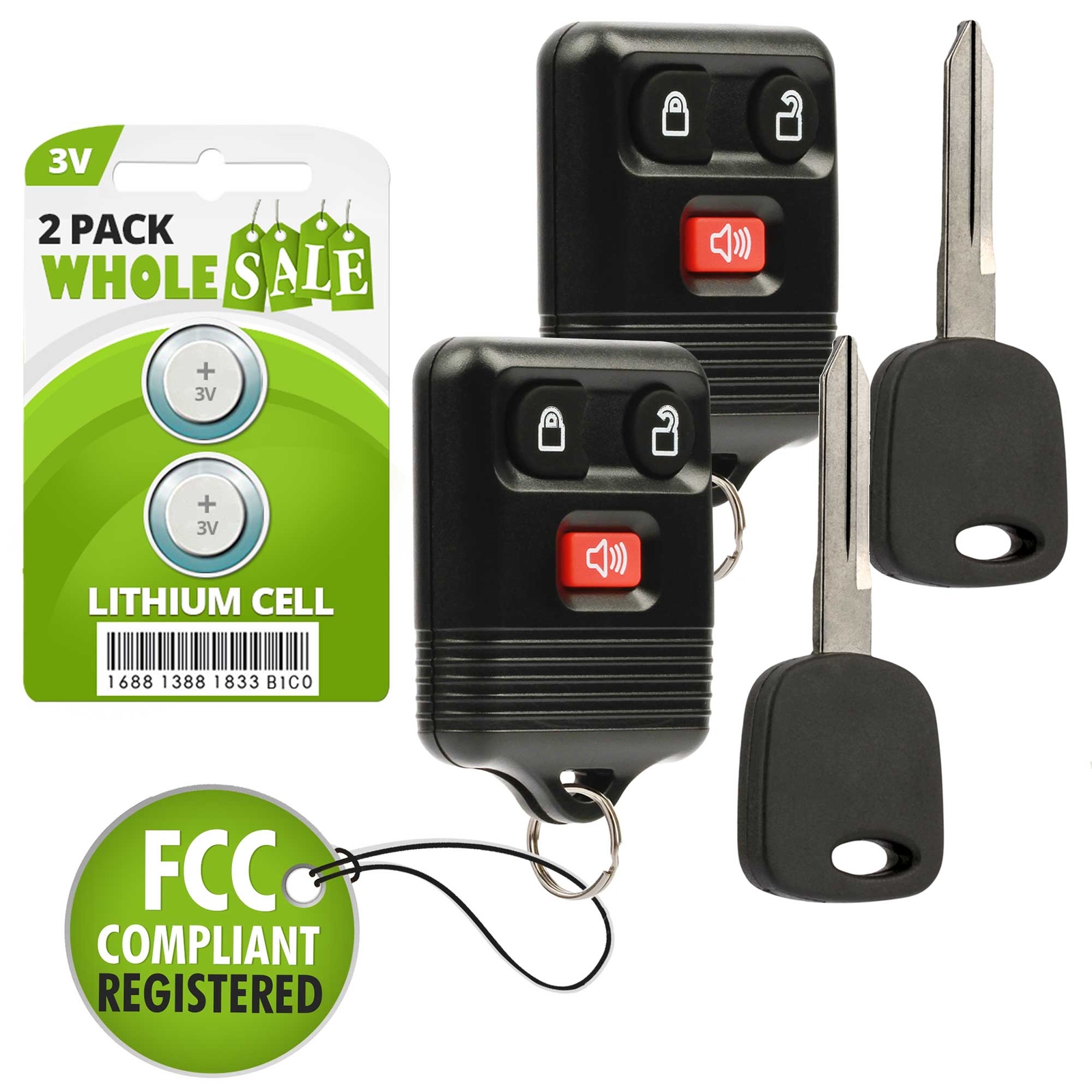2 Replacement For 1998 1999 2000 2001 2002 2003 F-150 F150 F 150 Key + Fob