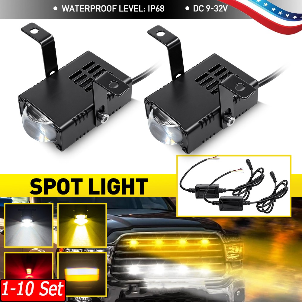 1-10x High Output Amber White LED Work Pods For 13-26 Ram 1500 TRX Rebel Laramie