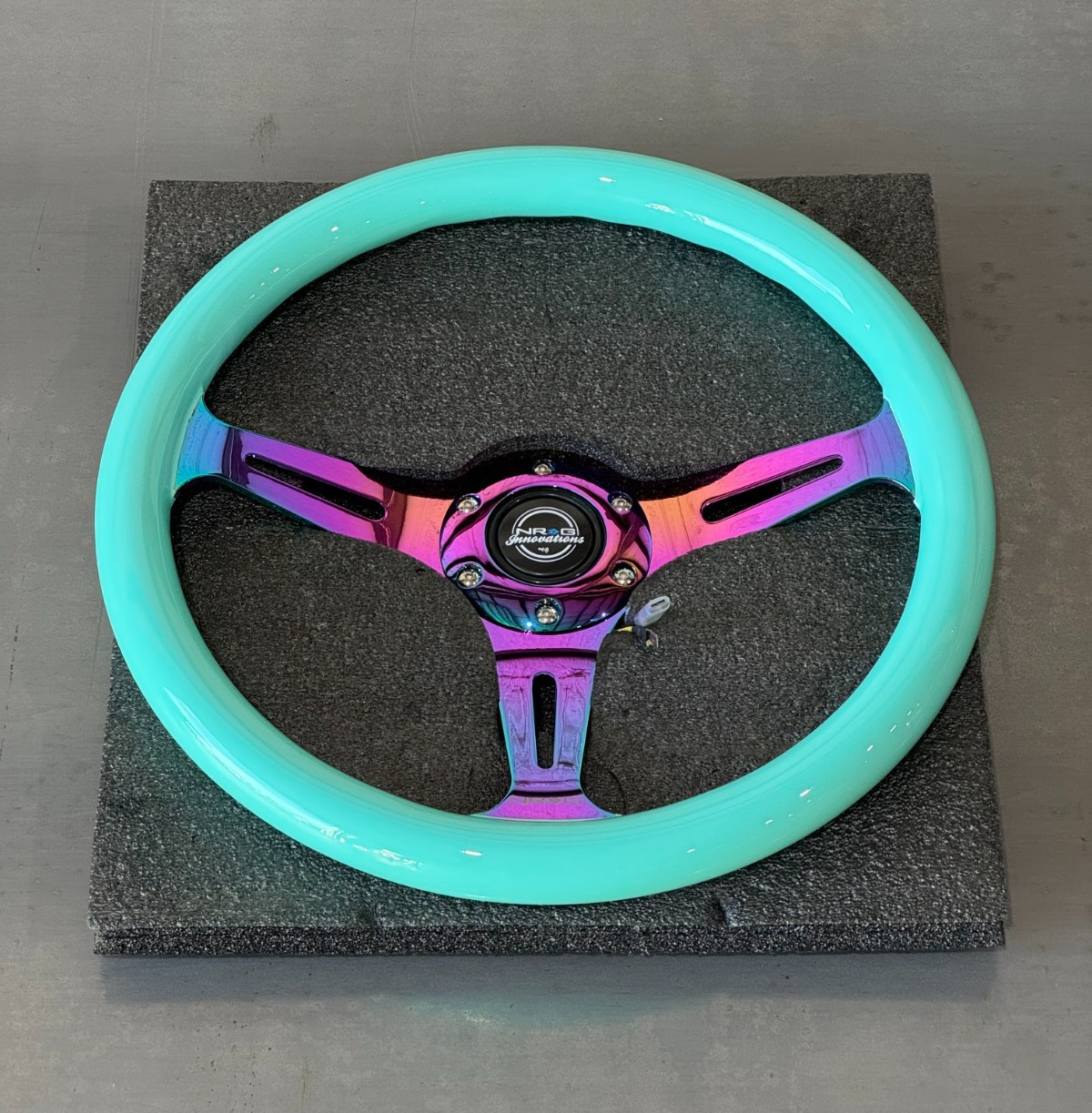 SALE NRG Steering Wheel Minty Fresh Wood 3 Spoke Neo Chrome Center (ST-015MC-MF)