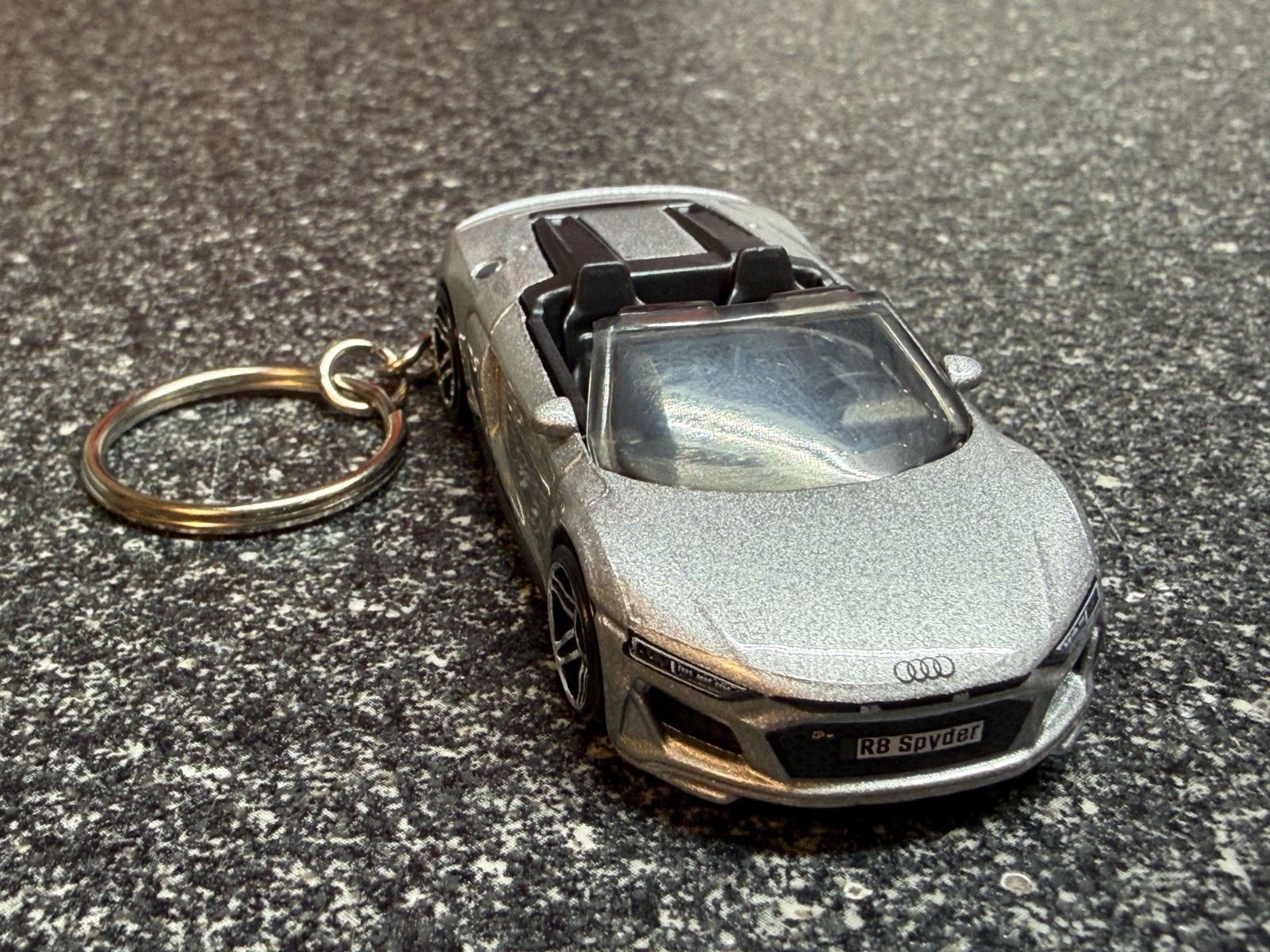 Fits Audi R8 Spyder Keychain Silver Hot Wheels Matchbox Exotic 2017+ 2nd Gen Fits Audi R8 Spyder Keychain Silver Hot Wheels Matchbox Exotic 2017+ 2nd Gen