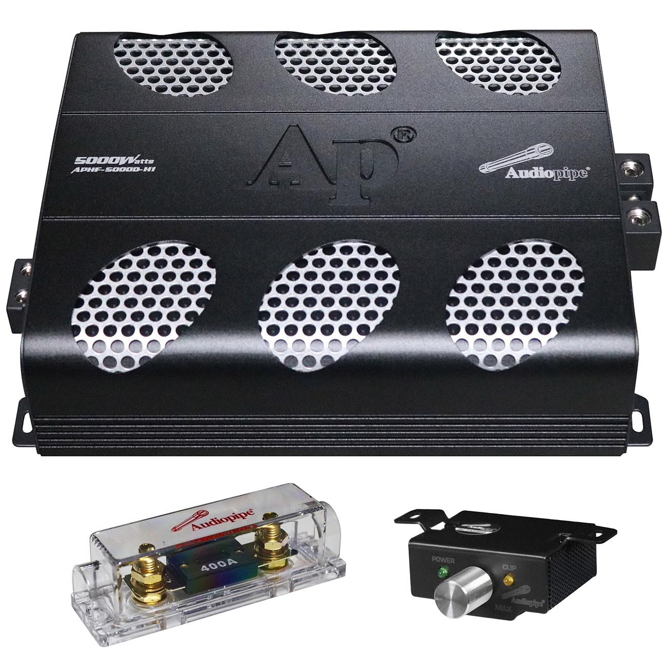AUDIOPIPE APHF-5000D-H1 FULL-RANGE CLASS-D MOSFET CAR AMPLIFIER 5000W RMS @ 1Ω