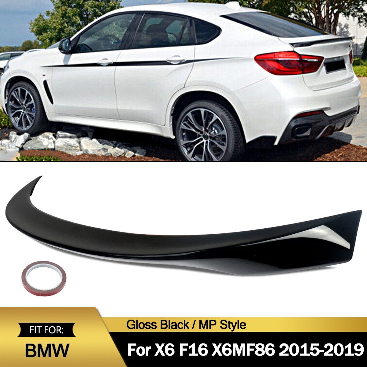 For 2015-19 BMW F16 X6 F86 X6M Glossy Black Performance Style Trunk Spoiler Wing