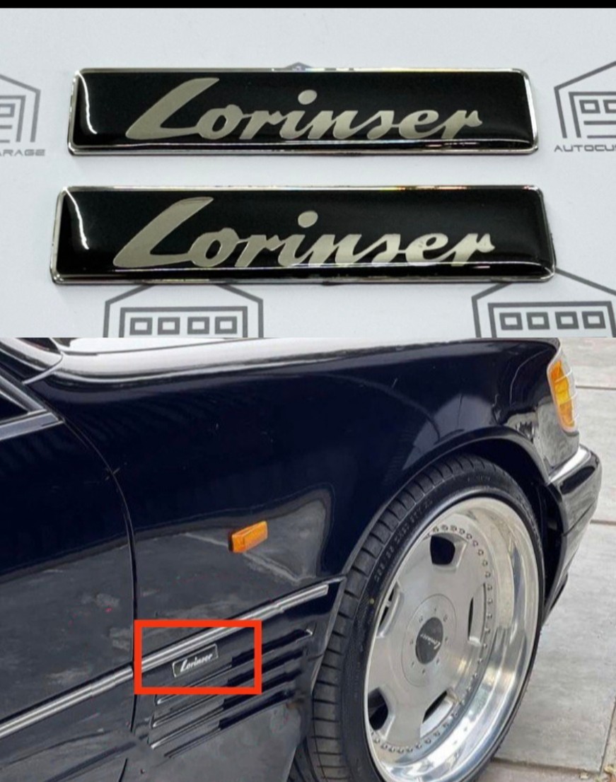 Lorinser Style Fender Metal Emblem Badges fits Mercedes Benz W140 W129 W124 etc 