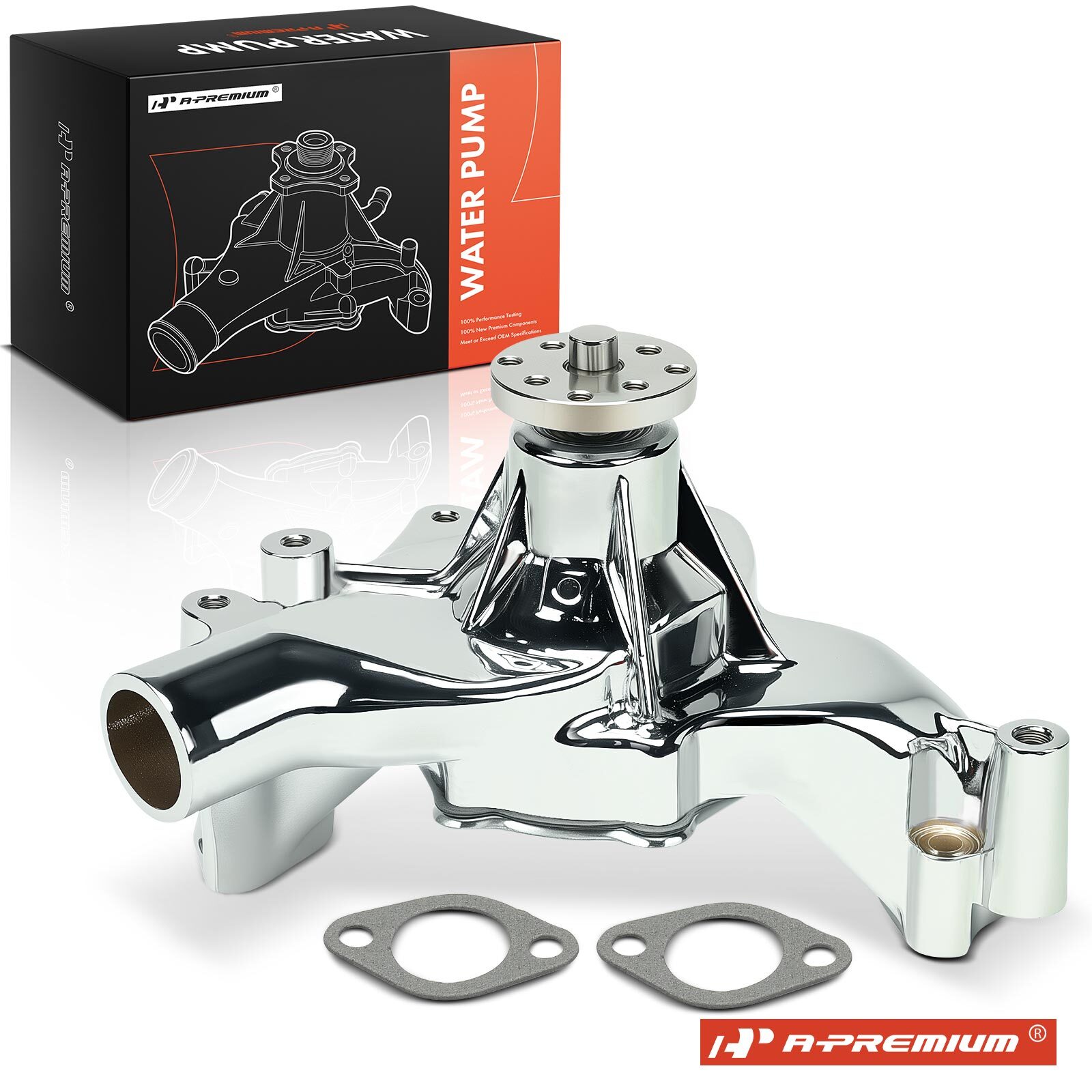A-Premium Chrome Aluminum Long Water Pump w/ Gasket for Chevy 65-76 Big-Block