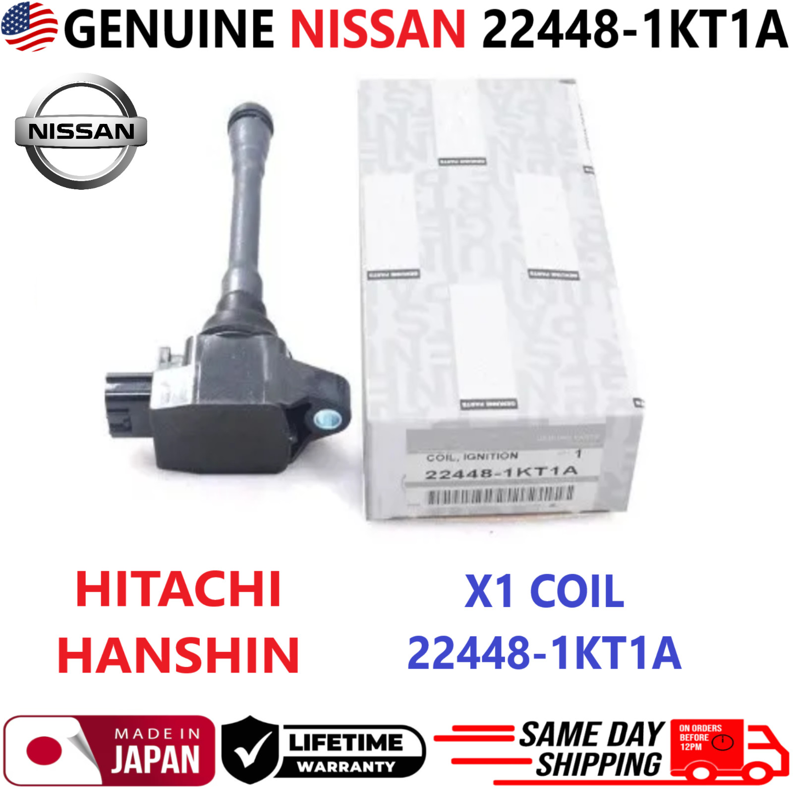 GENUINE HITACH Ignition Coil For 2007-2015 Nissan & Infiniti I4 V8, 22448-1KTIA