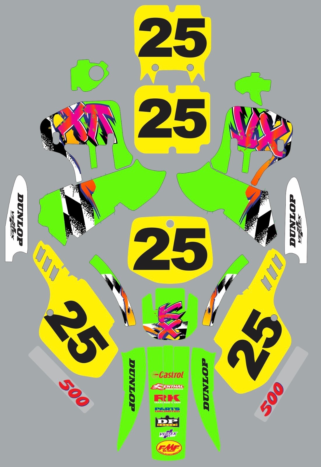 Graphic Kit for 1988-2004 Kawasaki KX500 Decal Custom Number