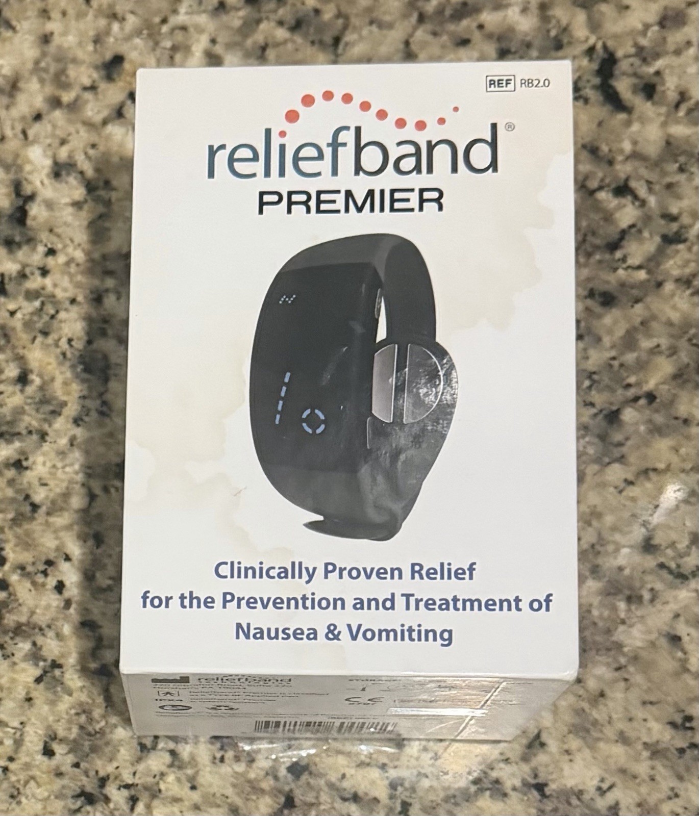 Reliefband Premier 2.0 Anti-Nausea Wristband w/Box,Cable,Gel,Instructions