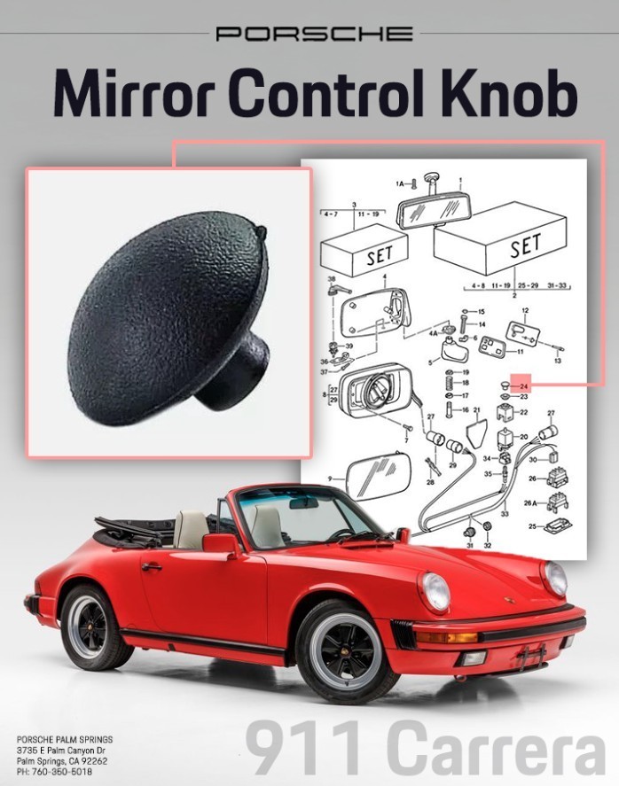 Genuine Porsche 911 Mirror Control Switch Knob 9116130820001C