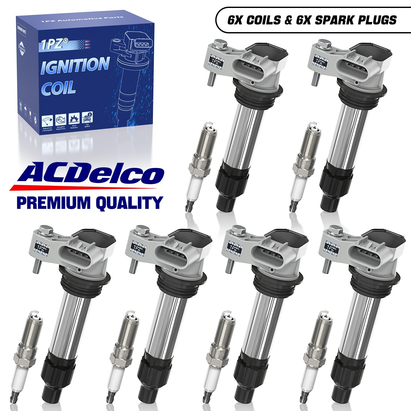 6x Ignition Coil Iridium Spark Plug For Cadillac GMC Chevy Buick ACDelco UF569 6x Ignition Coil Iridium Spark Plug For Cadillac GMC Chevy Buick ACDelco UF569