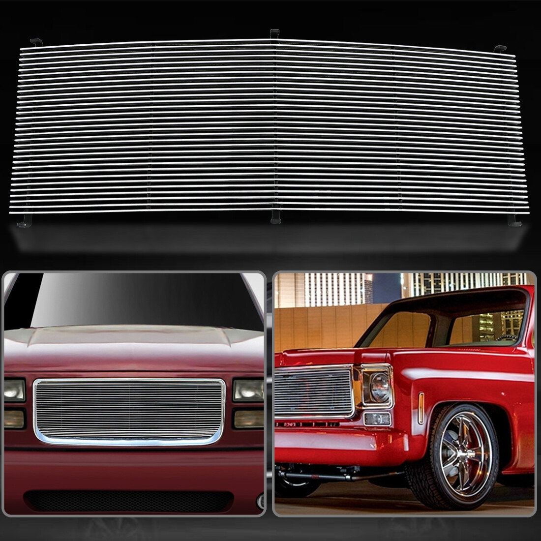 Polished Grill For 1994-1999 GMC Sierra C/K Pickup/Suburban Billet Grille Insert