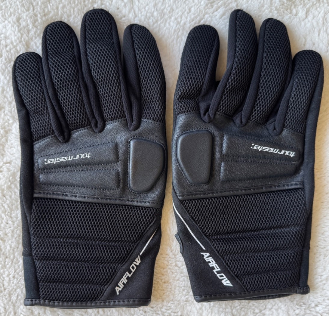 Tourmaster Airflow Men\'s Large Black Mesh Textile Motorcycle Gloves
