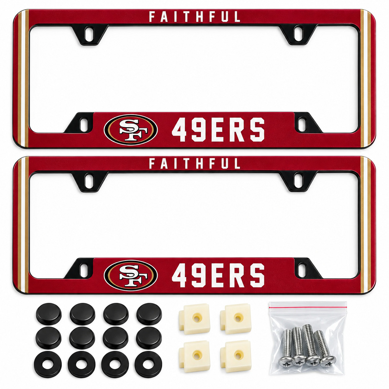 2pcs San Francisco 49ers “Faithful” Long Lasting Aluminum  Plate Frame