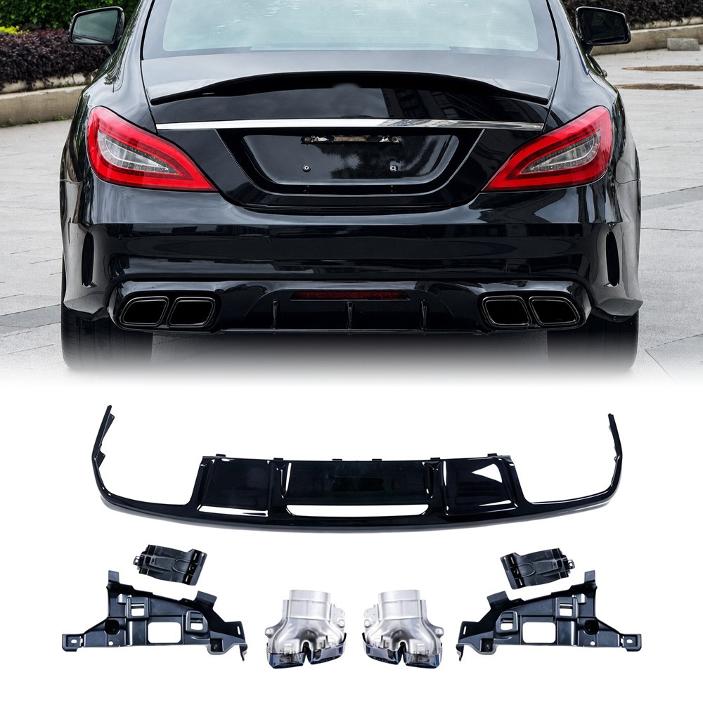 For 2012-2017 Mercedes Benz CLS63 Style AMG-Line C218 Rear Diffuser Gloss Black