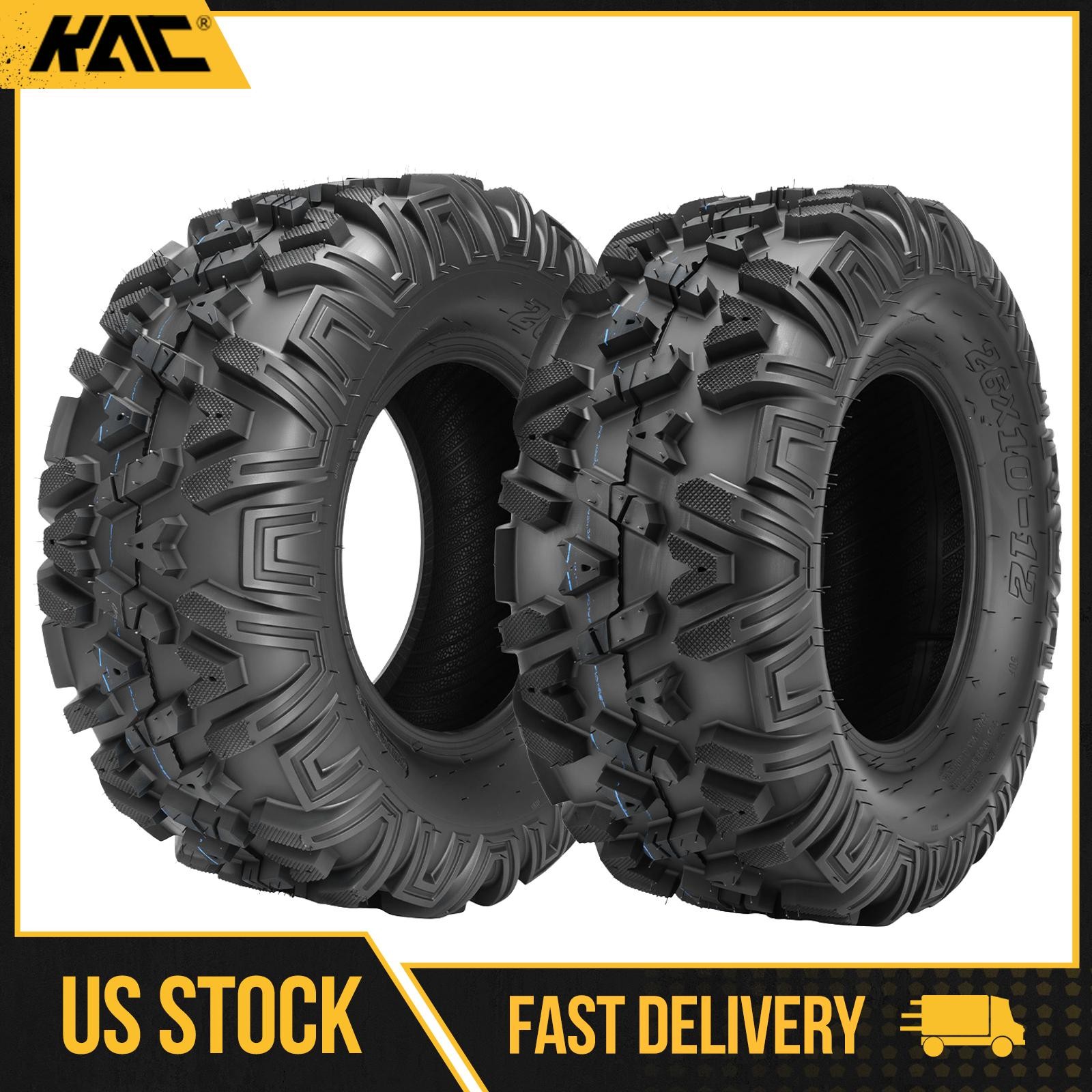 Set of 2 26x10-12 ATV Tires 6Ply For All Terrain 26x10x12 26-10-12
