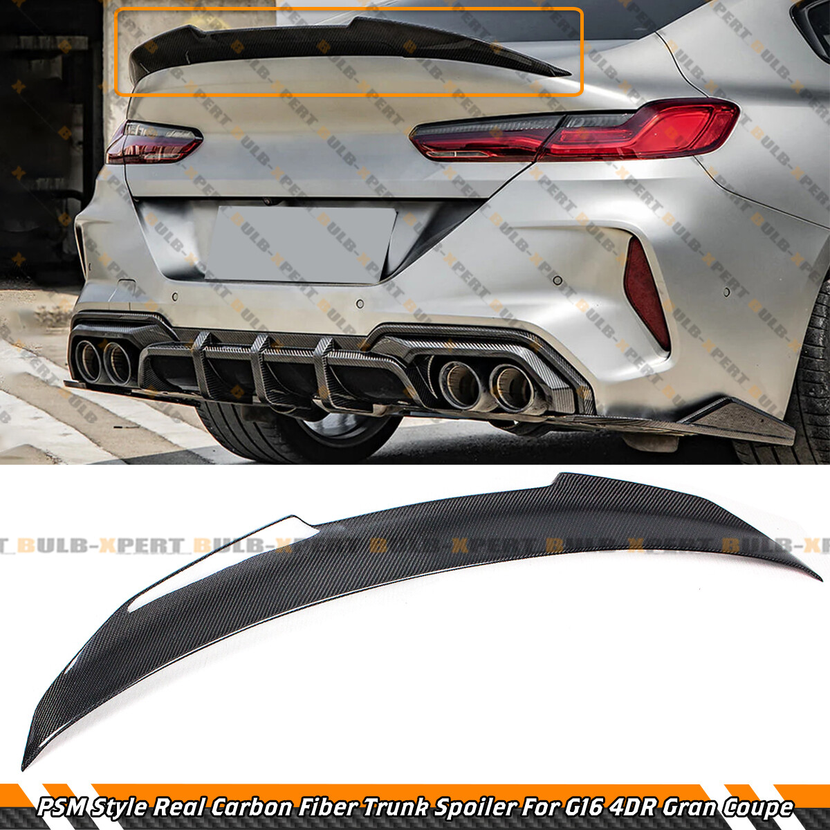 FOR 2019-25 BMW G16 840i F93 M8 GRAN COUPE PSM STYLE CARBON FIBER TRUNK SPOILER