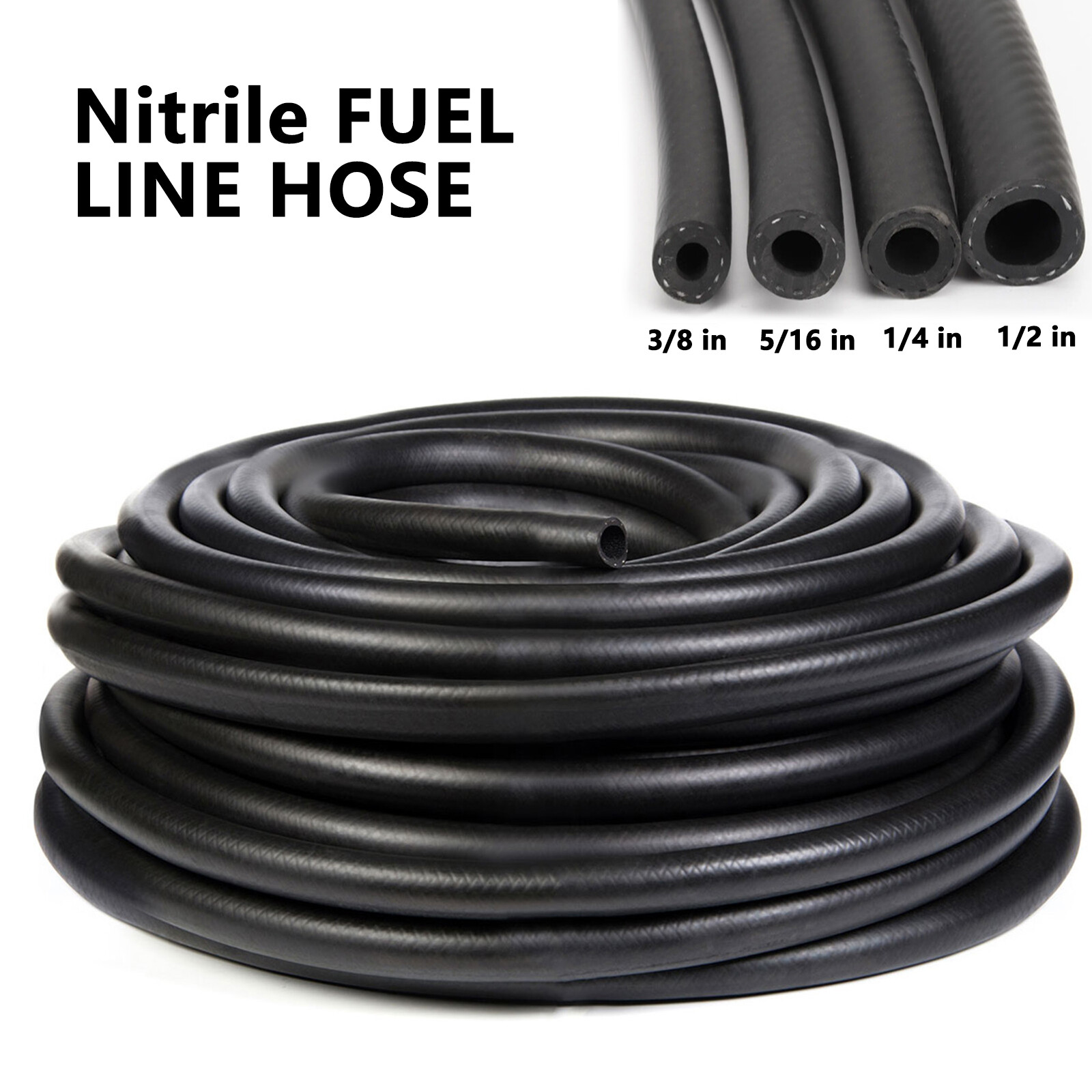 4-50Ft Nitrile Rubber (NBR) EFI Fuel Injection Line Hose  1/4\