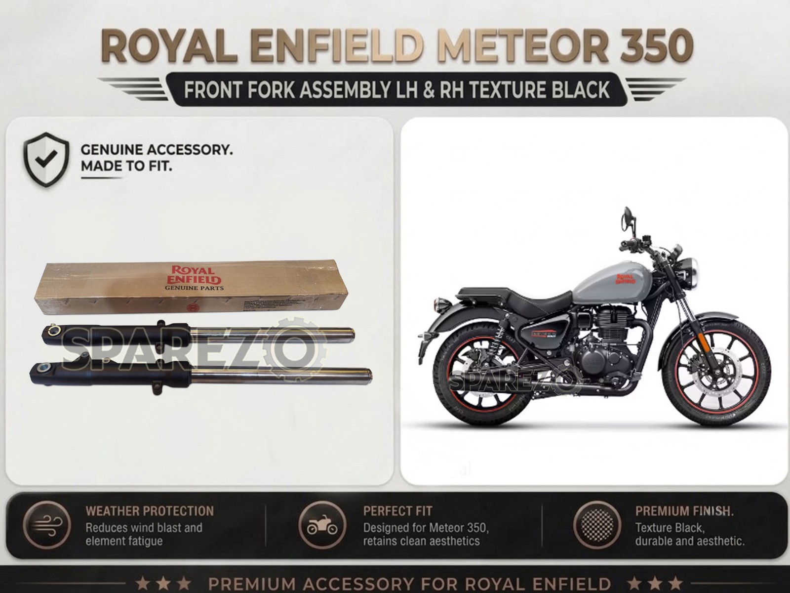 Genuine Royal Enfield Meteor 350 Front Fork Assembly LH & RH Texture Black