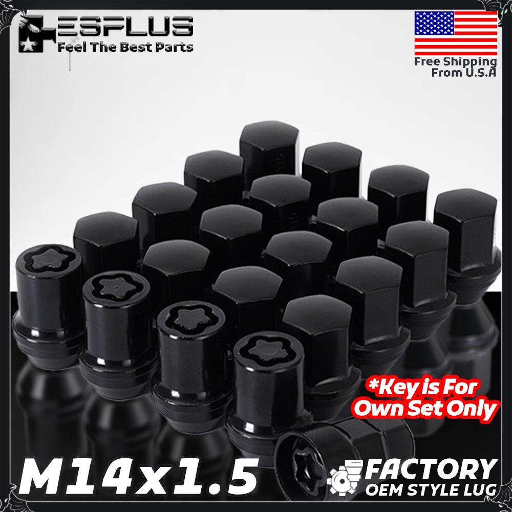 24 Pc GMC OEM Wheel lock Black M14x1.5 Fit Acadia/Canyon/Savana/Sierra/Yukon