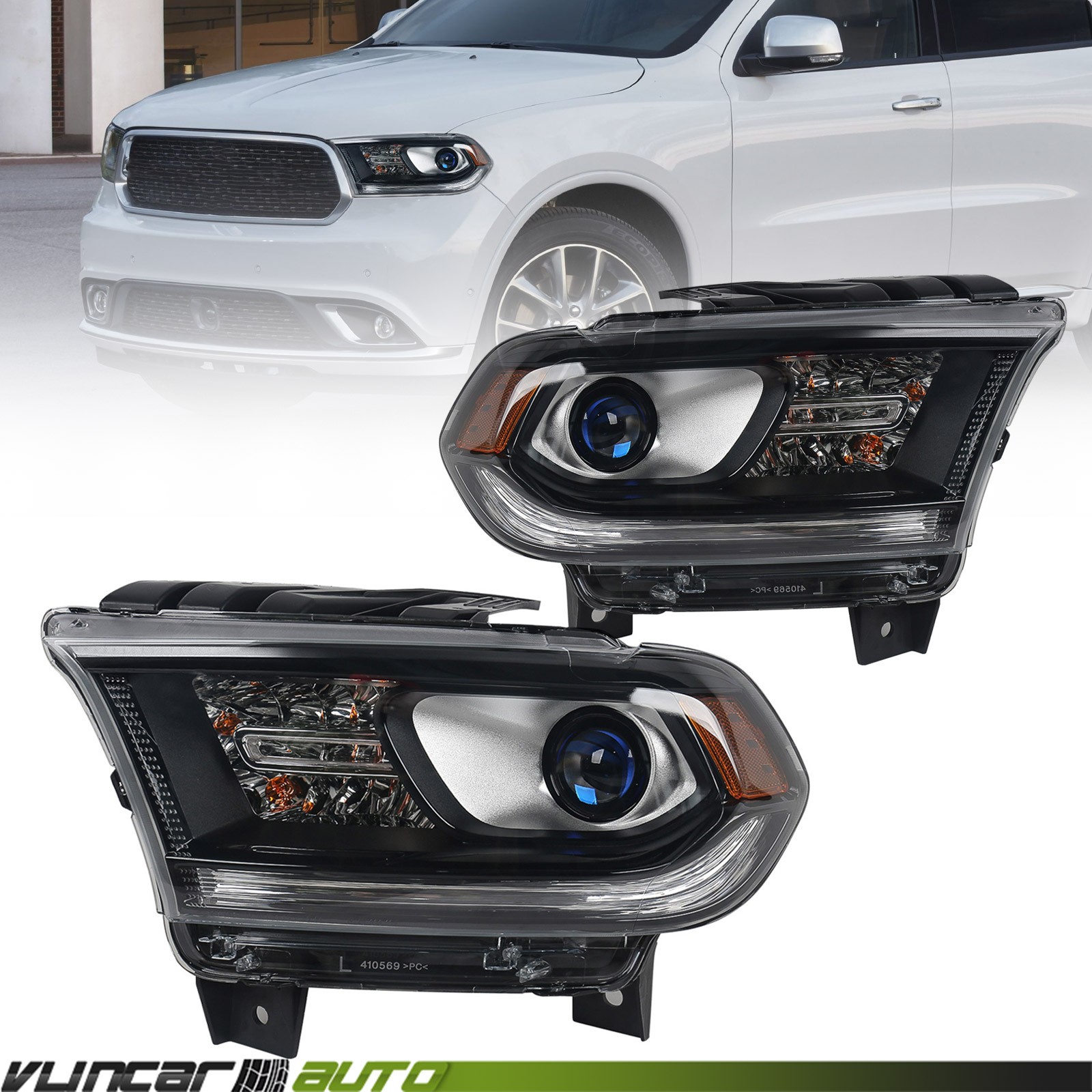 For Dodge Durango 2014-2020 Black Halogen w/o LED DRL Headlights Lamp Left Right