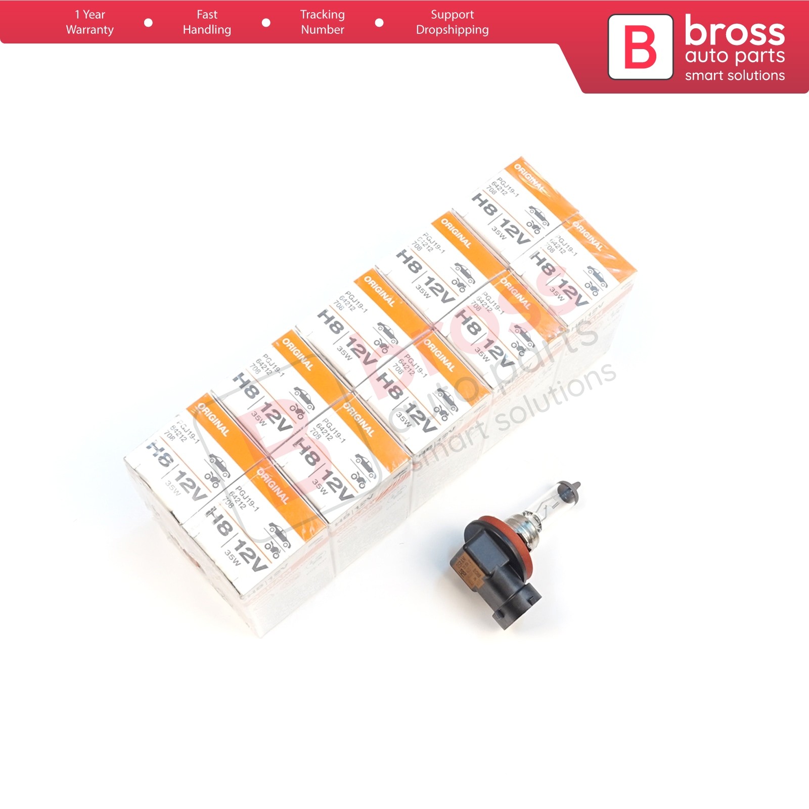 10X OSRAM ORIGINAL 64212 H8 12V 35W PGJ19-1 Halogen Bulb for Headlight Fog Lamp