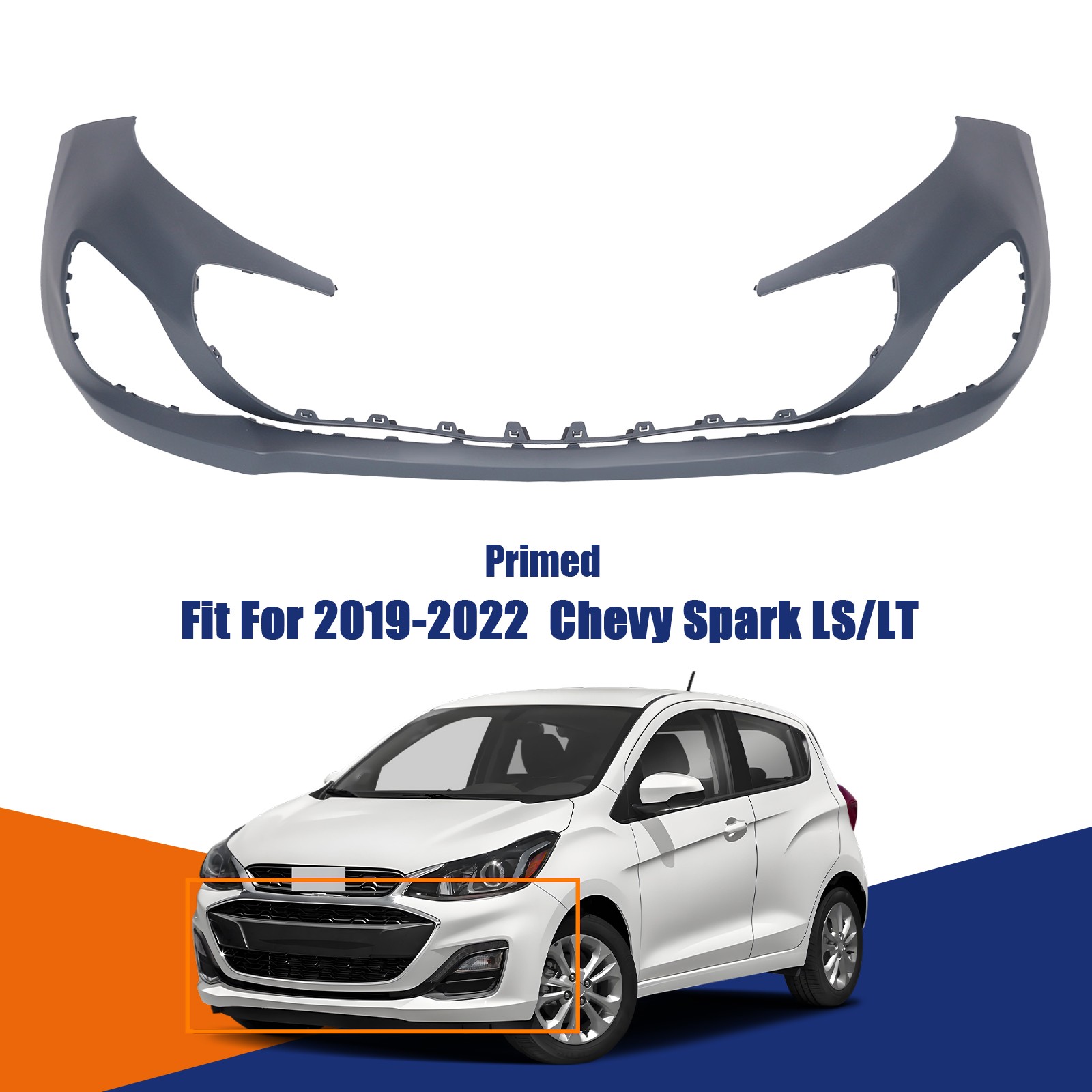 Primed Front Bumper Cover Fascia For 2019-2022 2021 Chevy Spark LS LT 42671890
