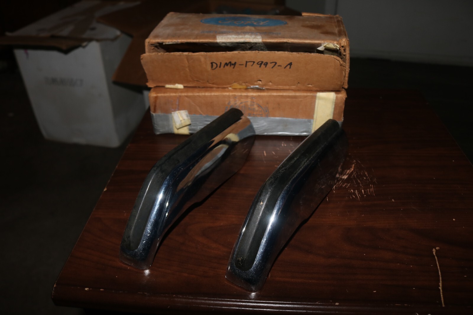 NOS Ford Mercury D1MY-17997-A 1971 - 72 Monterey front bumper guard set (2) NOS Ford Mercury D1MY-17997-A 1971 - 72 Monterey front bumper guard set (2)