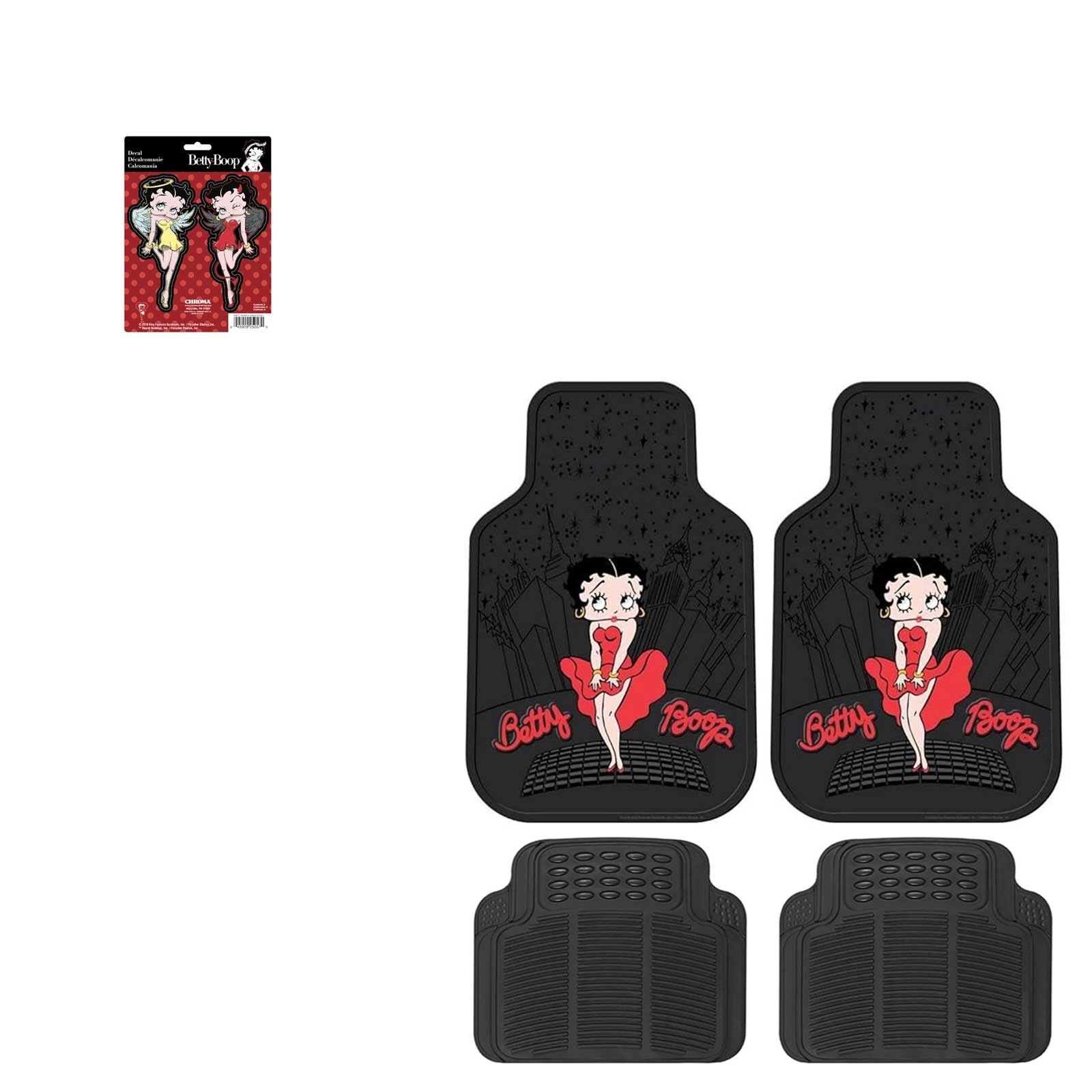 Betty Boop Rubber Floor Mats & License Frame Decal Steer Cover Key Chain Gift Betty Boop Rubber Floor Mats & License Frame Decal Steer Cover Key Chain Gift