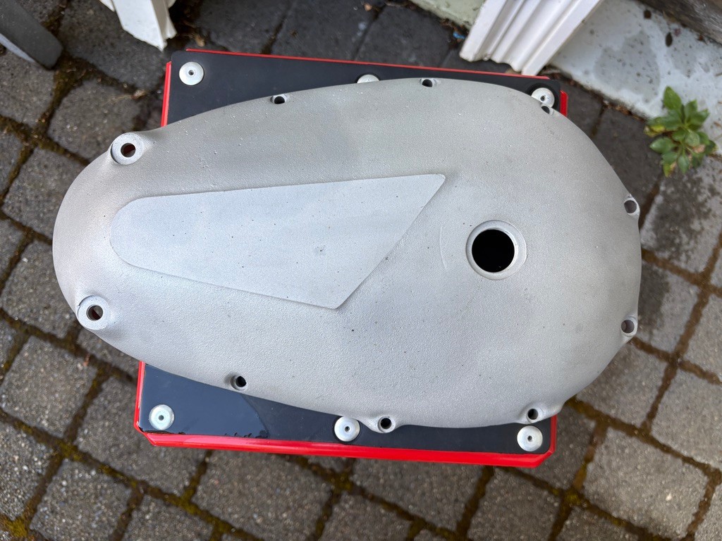 New reproduction Barnes A&A style Triumph 650 750 aluminum primary cover AHRMA New reproduction Barnes A&A style Triumph 650 750 aluminum primary cover AHRMA