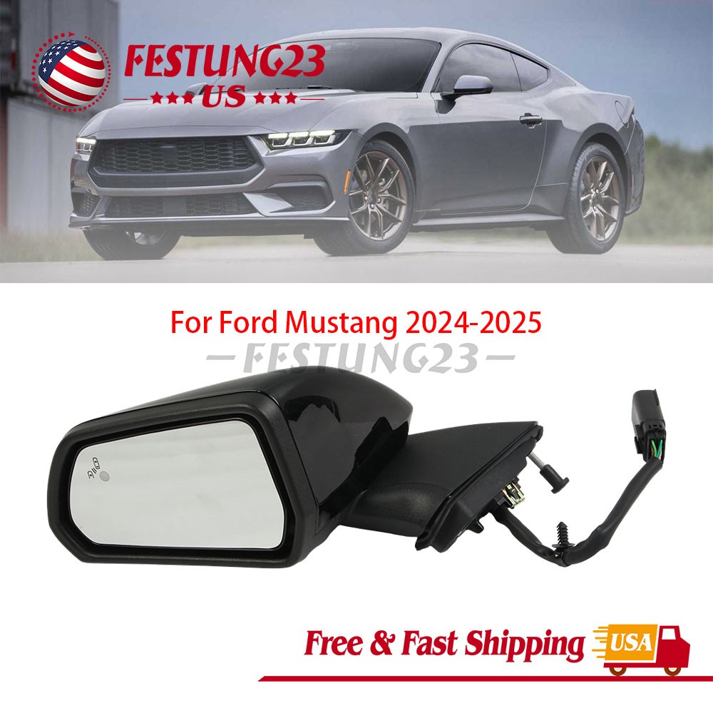 Mirrors Left Side With Memory Heated Hand Coupe for Ford Mustang 2024-2025 Mirrors Left Side With Memory Heated Hand Coupe for Ford Mustang 2024-2025