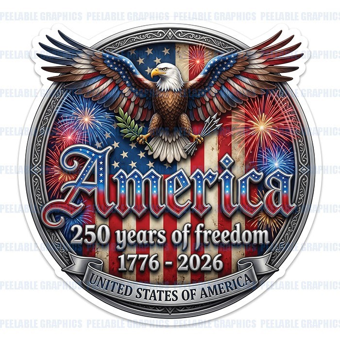 America 250 Years Sticker Vinyl Decal American Patriotic USA Flag P America 250 Years Sticker Vinyl Decal American Patriotic USA Flag P