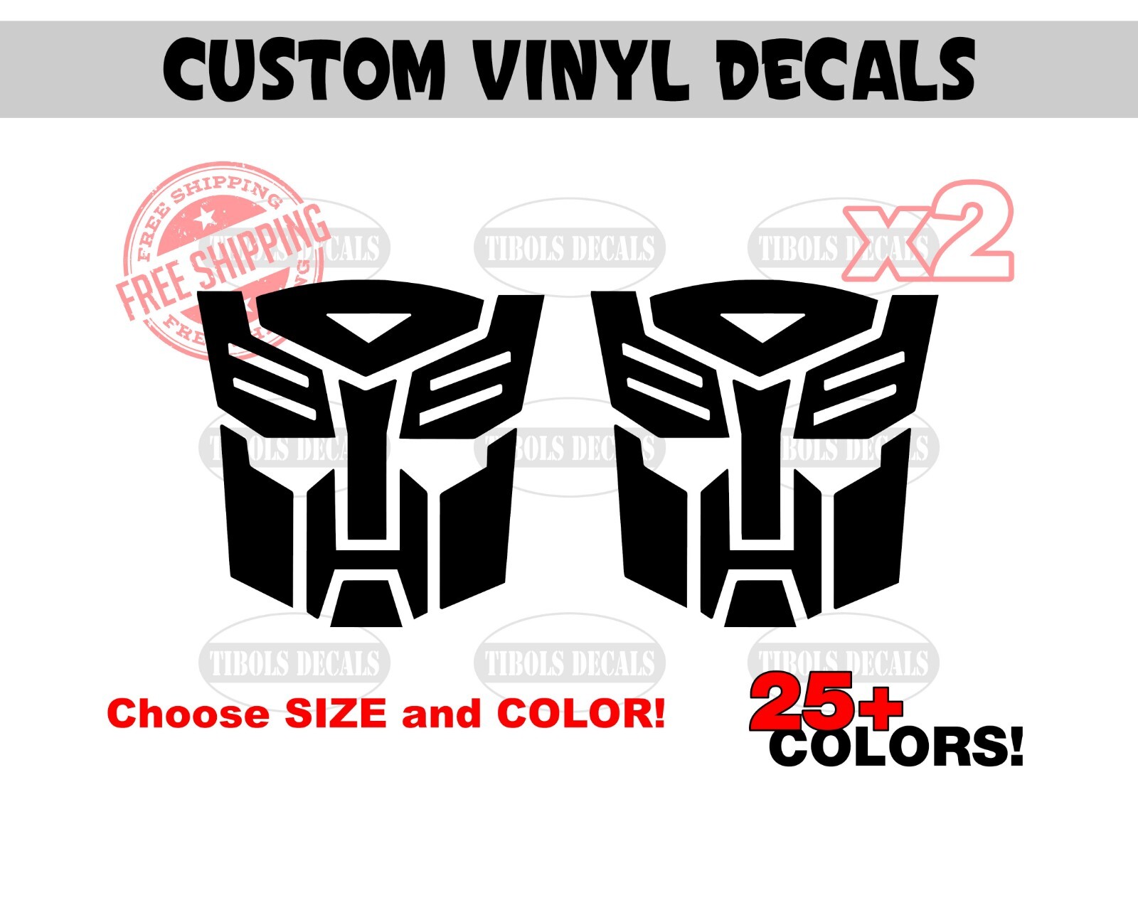 2x Transformers Autobot Stickers Transformer Auto Bot Vinyl Decals (1 Pair).