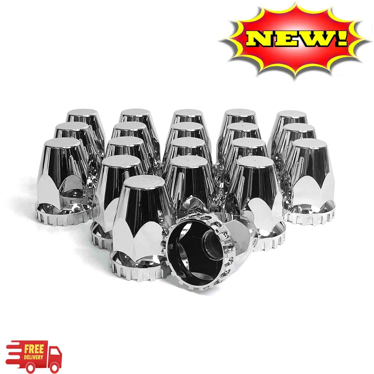 Paquete de 20 cubretuercas cromados de parte superior plana (33 mm x 2-3/4 pulga